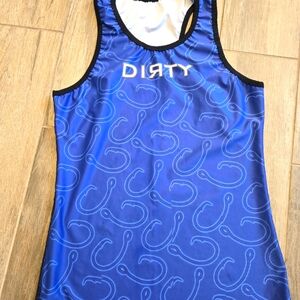 Women's Blue Fishhooks Dirty Tanktop